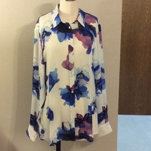 Sheer floral blouse